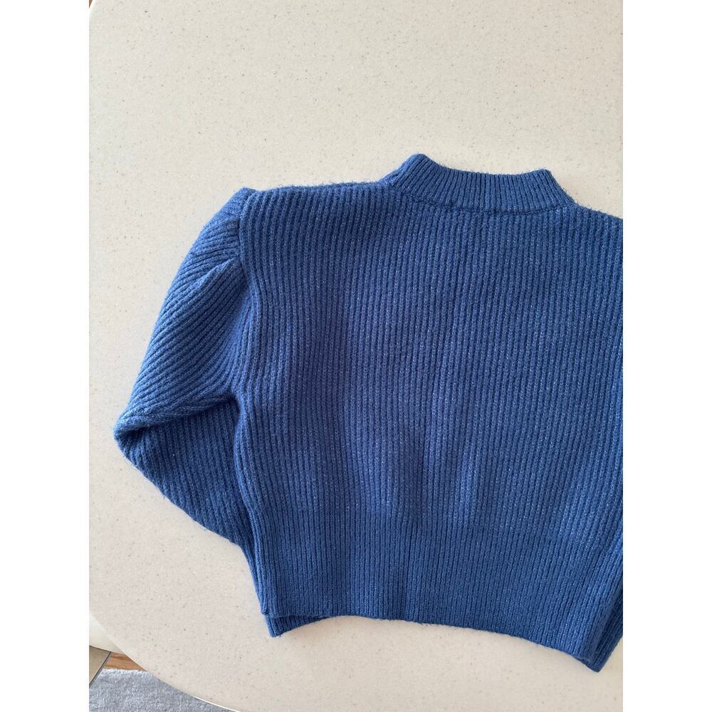 Forever 21 Women’s Blue Mock Neck Cropped Sweater Chunky Knit Pullover - Picture 13 of 15